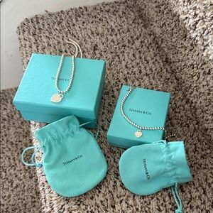 Tiffany & Co. Silver Heart Necklace set with Blue Pouch